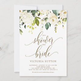 Möhippa för vattenfärgen Vit ros & Hydrangeas Inbjudningar