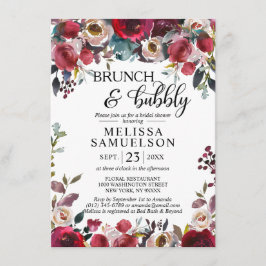 Möhippa för vattenfärgsBlommigt Burgundy Brunch Inbjudningar