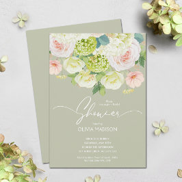 Möhippa för vattenfärgsBlommigt Grönt Sage Inbjudningar