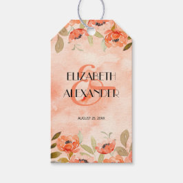 Möhippa för vattenfärgsBlommigt Orange Favoriter Presentetikett