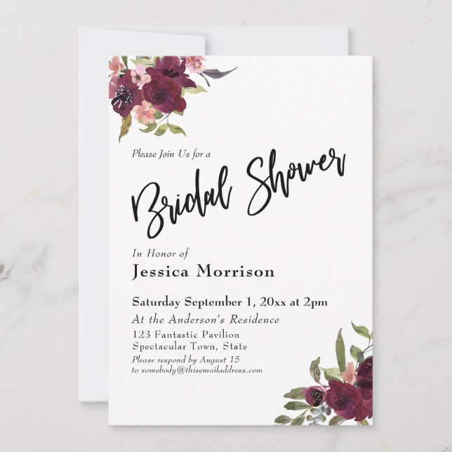 Möhippa för vattenfärgsblommor, typografi inbjudningar (Framsida)