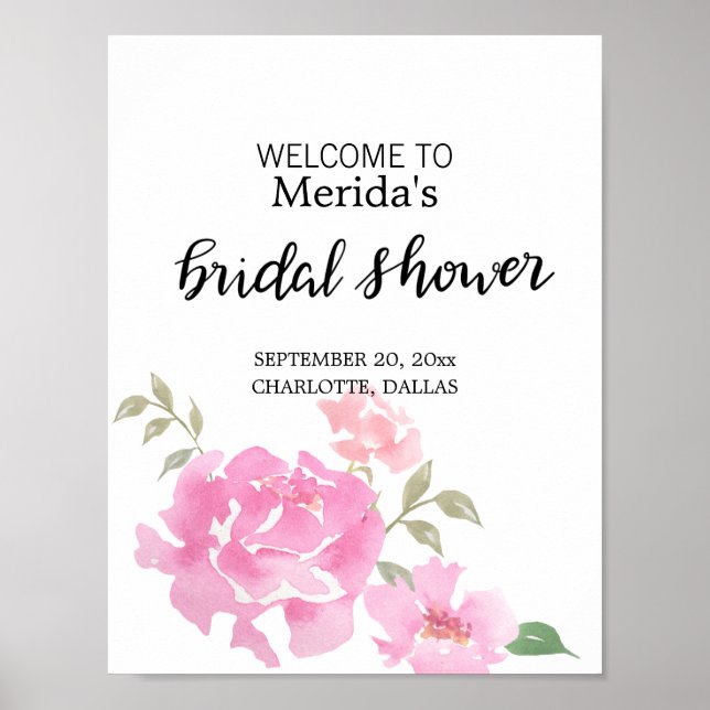 Möhippa  för vattenfärgsfärger Rosa Peonies Poster (Framsidan)