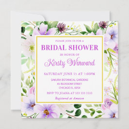 Möhippa för vattenfärgsLila Magic Flowers Inbjudningar