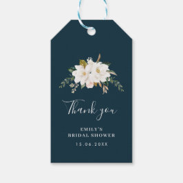 möhippa för vattenfärgsmagnolia blå blommigt presentetikett