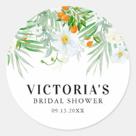 Möhippa för vattenfärgsOrchids & Kumquats Blommigt Runt Klistermärke