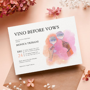 Möhippa för Vino före Vows Vibrant Rosa Orange Inbjudningar