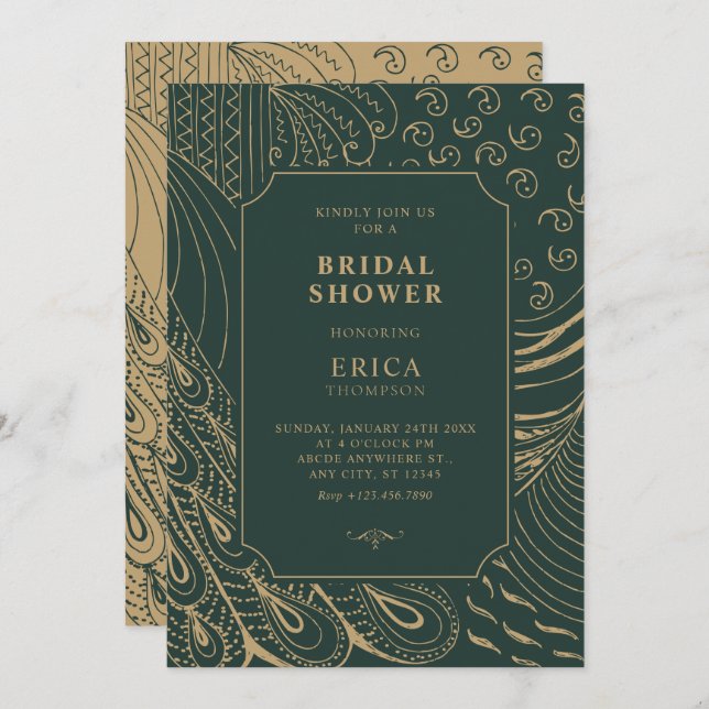 möhippa för vintage av prydnadsföremål inbjudningar (Fram/baksida)