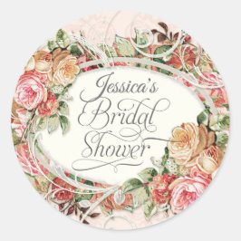 Möhippa för vintage Blommigt Ro Elegant Runt Klistermärke