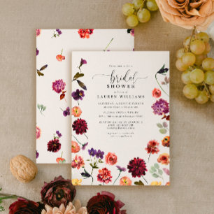 Möhippa för vintage Fall Garden Flowers-skript Inbjudningar