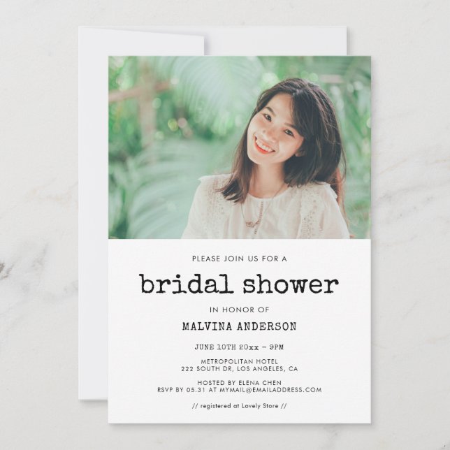 möhippa för vintage skrivmaskin inbjudningar (Framsida)