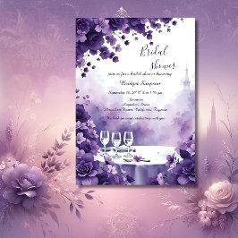 Möhippa för vismisk paris och Lila Blommigt Inbjudningar