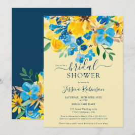 Möhippa för vit blommigt med gult inbjudningar