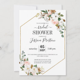 Möhippa för vit och Magnolia-Blommigt Inbjudningar