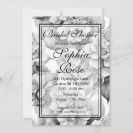 Möhippa för vit svart blommigt i söt, vattenfärg inbjudningar