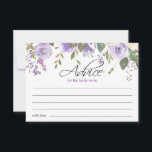 Möhippa för Watercolor Lila Violet Blommigt  Rådkort<br><div class="desc">Rustik bouquet-blommigt i vattenfärg (vattenfärg),  grönt,  lavender,  lila,  violett,  lilak,   rosa,  persika,  vit blomma ro / peony på vit bakgrund och svart brev. Fintvätt i bröllop möhippa,  RÅDGIVNINGSCERVER för vår eller sommartemat. Se matchande samlingar för fler objekt!</div>