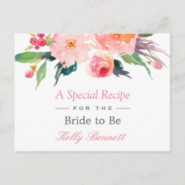 Möhippa för Whimsical Watercolor Blommigt Recipe Vykort