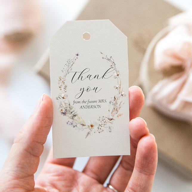 Möhippa för WildblomBoho Rustic Elegant Presentetikett (Skapare uppladdad)