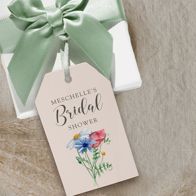 Möhippa för Wildblomcharm Rustic Blommigt Presentetikett (Bridal Shower favor tag from my Wildflower Charm collection)