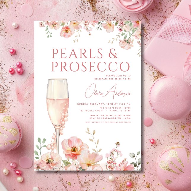  Möhippa för Wildblomsterpärlor och Prosecco Inbjudningar (Skapare uppladdad)