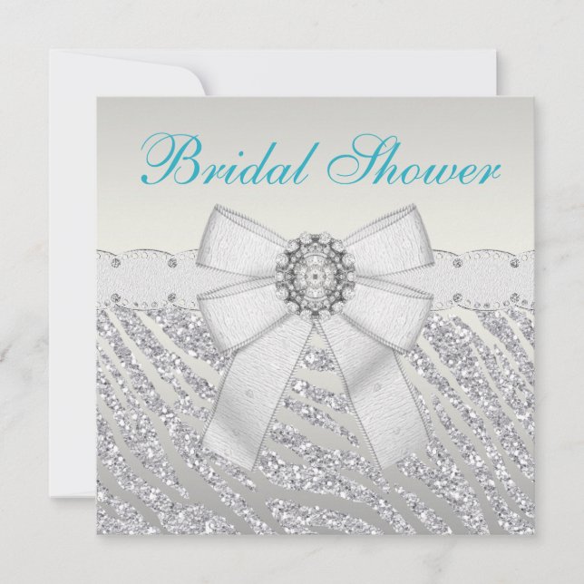 Möhippa för zebra ränder för Fauxsilverglitter Inbjudningar (Framsida)