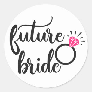 Möhippa Förlovning Bride Ring Bachelorette Runt Klistermärke