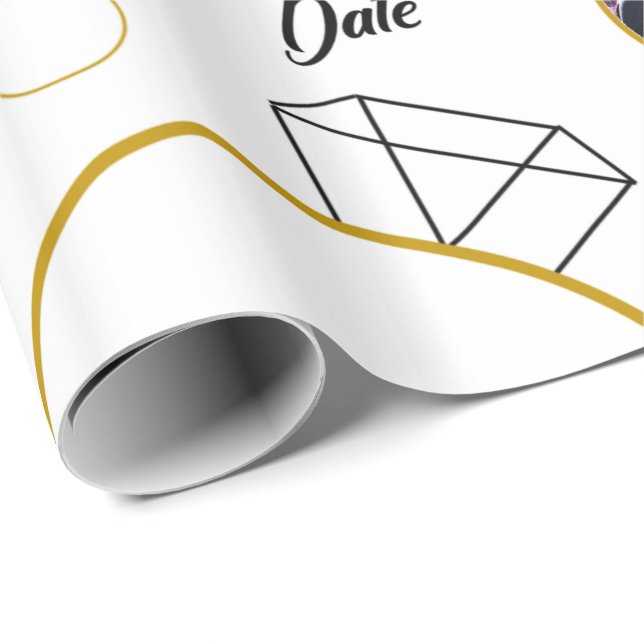 Möhippa/Förlovning - figursättning med foton Presentpapper (Rullad Hörn)