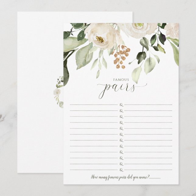 Möhippa Game Berömd Par - Berömd par Inbjudningar (Fram/baksida)