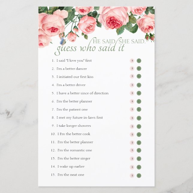 Möhippa Game Gissa vem som sa att blåsa Ro (Framsida)