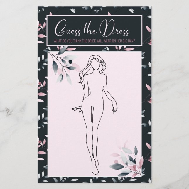 Möhippa Game Rosa Navy Gissa Gissa Dress Card Flygblad (Framsidan)