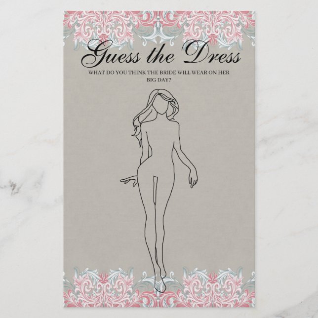 Möhippa Game Rosa Scrollss Gissa Dress Flygblad (Framsidan)