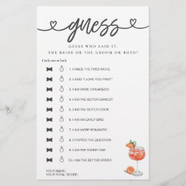 Möhippa Game sa att hon sa att hon gissade Aperol