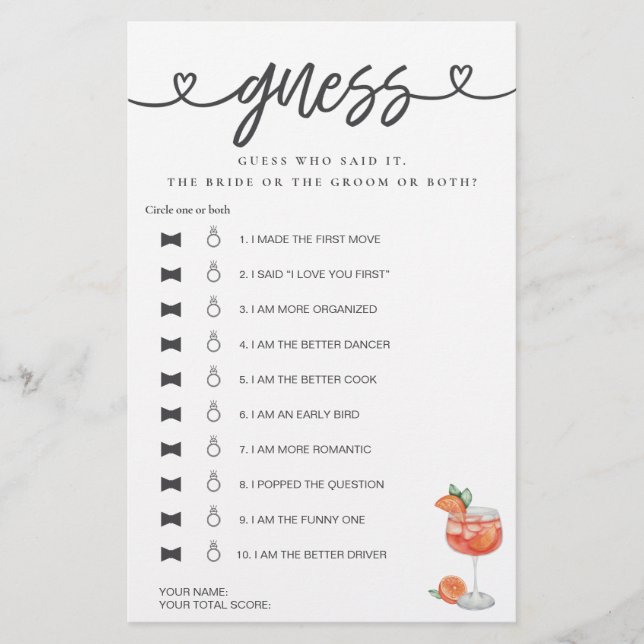 Möhippa Game sa att hon sa att hon gissade Aperol (Framsida)