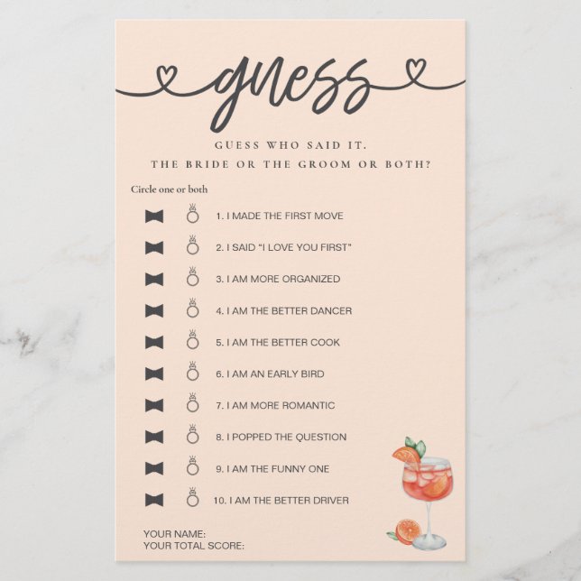 Möhippa Game sa att hon sa att hon gissade Aperol (Framsida)