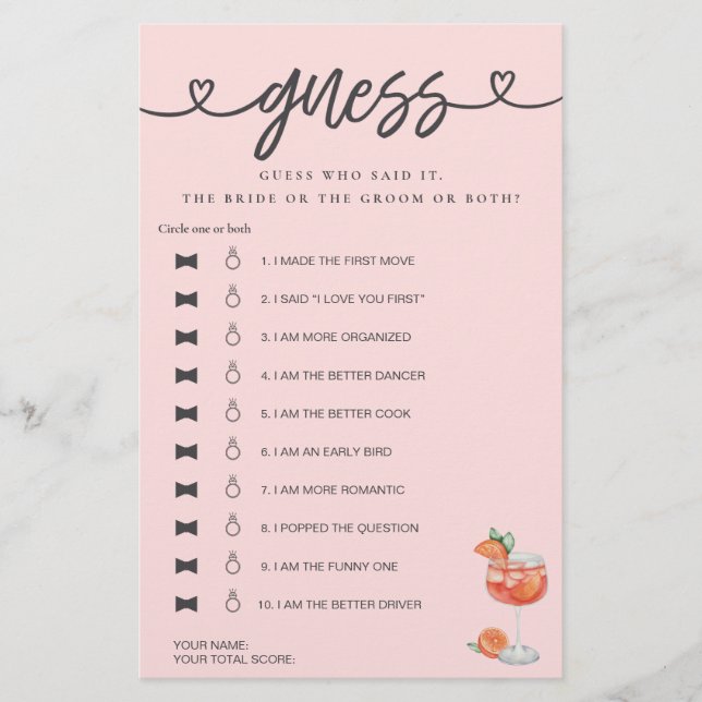 Möhippa Game sa att hon sa att hon gissade Aperol (Framsida)