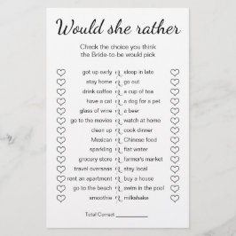 Möhippa Game skulle hon byta kort Flygblad