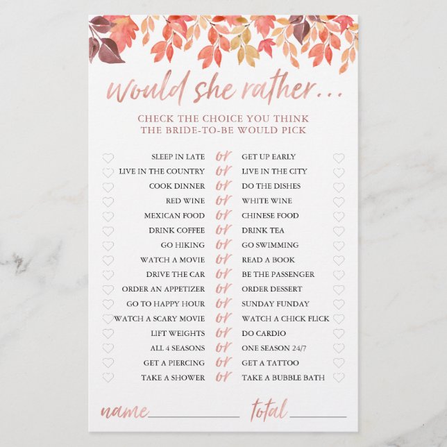 Möhippa Game skulle hon hellre vara Höst löv (Framsida)