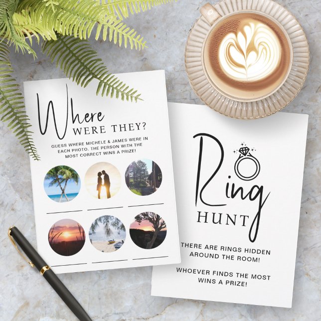 Möhippa Games Foto och Ring Hunt Card Inbjudningar (Front and Back View)