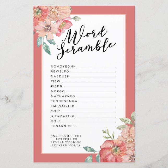 Möhippa Games Ord Scramble Game Rosa Flower (Framsida)