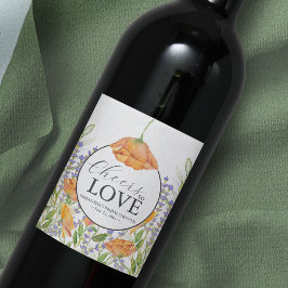 Möhippa GER Elegant Watercolor Wildblommor Vinflaska Etikett