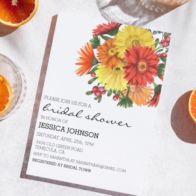 Möhippa Gerbera Daisy Blommigt Inbjudningar (Skapare uppladdad)
