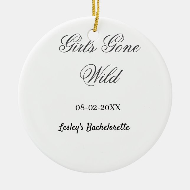 Möhippa Girls Gone wild namn datum brud Julgransprydnad Keramik (Framsidan)
