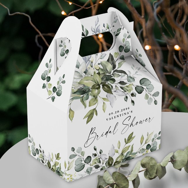 Möhippa Grey Elegant Leafy Watercolor Presentaskar (Skapare uppladdad)