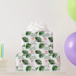 Möhippa Grönt Vattenfärg Tropical Löv Rosa Bird Presentpapper<br><div class="desc">Vackert presentbyte av grönt med vattenfärg,  tropiska löv och rosa. Lämpligt för bröllop eller duschpresentemballering.</div>