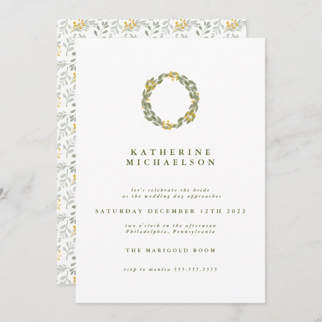 MÖHIPPA | Grönt Vattenfärgning Utandning Inbjudningar (Fram/baksida)