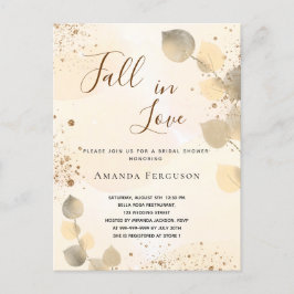 Möhippa gyllene eukalyptus glitter fall inbjudan vykort