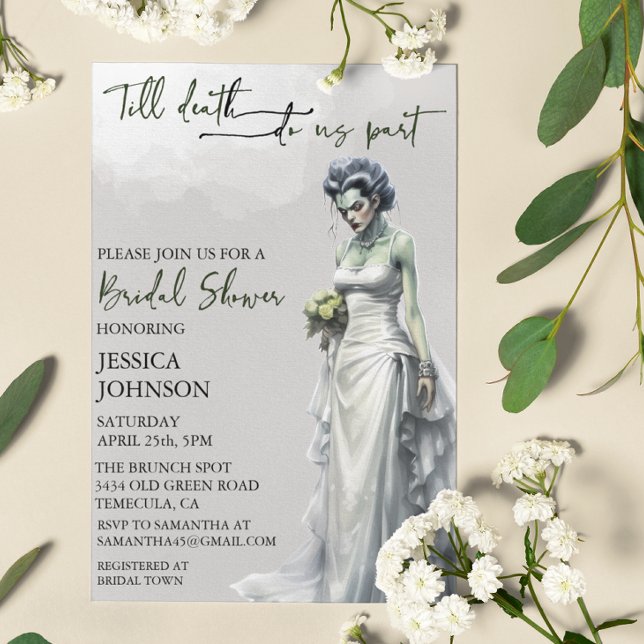 Möhippa Halloween Frankensteins brud Inbjudningar (Skapare uppladdad)