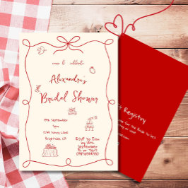 Möhippa Hand plockade Red Whimsical Inbjudningar