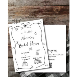 Möhippa Hand plockade Simple Black Whimsical Inbjudningar