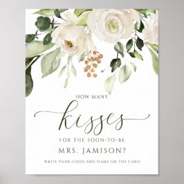 Möhippa hur många Kisses-spel White Greenery Poster