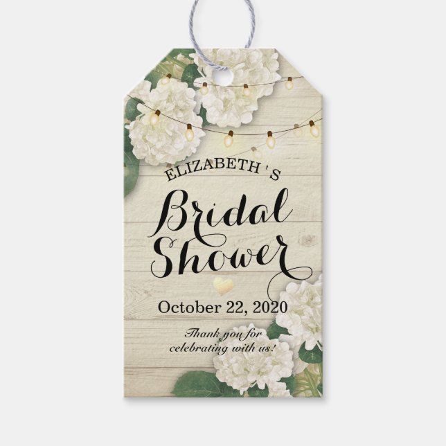 Möhippa Hydrangea Flowers String Ljus wood Presentetikett (Framsidan)